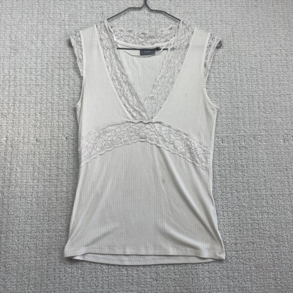 B. Young Lace Shirt Womens XS Ivory White Short Sleeve Lightweight Casual Read